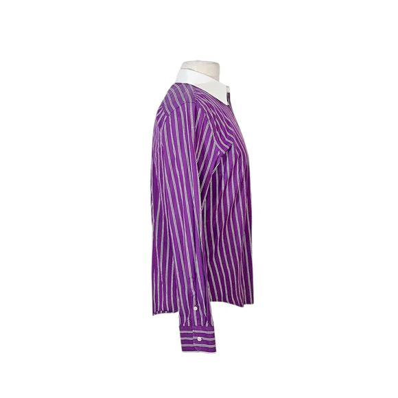 Lauren Ralph Lauren Purple Pinstripe Button Down Collared Shirt - Picture 2 of 5